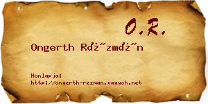 Ongerth Rézmán névjegykártya